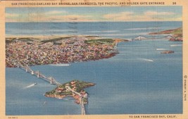 San Francisco Oakland Bay Bridge Golden Gate California CA 1941 Postcard E13 - £2.28 GBP