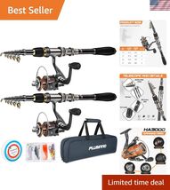 Telescopic Fishing Rod and Reel Combos Full Kit, Carbon Fiber Fishing Po... - $136.54