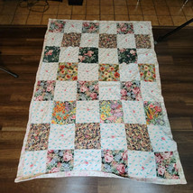 Shabby Floral Patchwork Quilt Flower Bird Twin Blanket Comforter Bedspread - £46.59 GBP