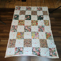 Shabby Floral Patchwork Quilt Flower Bird Twin Blanket Comforter Bedspread - £46.70 GBP