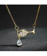 Wine Glass Shaped 0.56 Ct Diamond 925 Starling Silver Pendant With 18&quot;Chain - £70.77 GBP