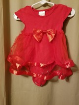 &quot;BABY PLUS&quot; - Red Tiered Dress With Satin Accents And Bow Size 6M     IR15 - £9.29 GBP