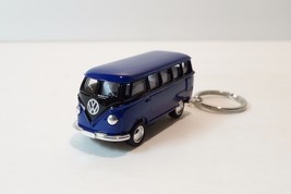 2.5&quot; Kinsmart 1962 VW Volkswagen Bus Diecast Toy Car Keychain 1:64 Blue - £10.21 GBP