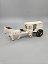 Vintage Cast Iron “Fresh Milk” Horse Drawn Wagon Collectible 7” White Black - £4.05 GBP