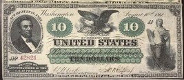 Reproduction Copy 1861 Demand Note $10 Civil War USA Lincoln - £3.18 GBP