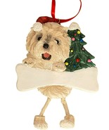Personalizable Tan Cairn Terrier Dog Christmas Ornament Dangling Wobbly leg - $15.44 CAD
