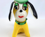VTG 1960s MCM Japan Yellow/Green Puppy Dog Vinyl Leather Stuffed Plush Toy - £19.35 GBP