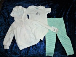 Carters Baby Girl Easter Bunny Rabbit 3 Piece Outfit Set Lot Hoodie Pant... - $14.84