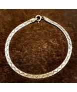 VTG Italian Sterling Silver Bracelet 7 in Chevron Textured Reversible Chain - $29.63