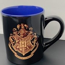 Harry Potter Hogwarts Logo Coffee Mug Black/Blue 8 oz - £7.77 GBP