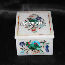 4&quot;x3&quot;x2&#39;&#39; Marble Jewelry Box Marquetry Parrot Multi Inlay Arts Decor Best Gifts - £133.83 GBP