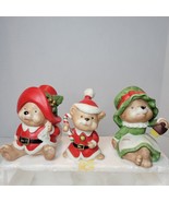 VTG HOMCO Mouse Family 3 Porcelain Figurines 5600 Santa, Mrs Claus &amp; Baby  - $16.21