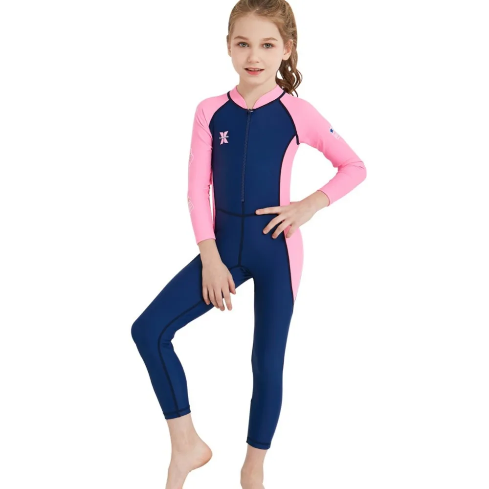 Sporting One-Piece Kids Diving Suit Swimsuit with Sleeves Child Full Body Wetsui - £32.65 GBP