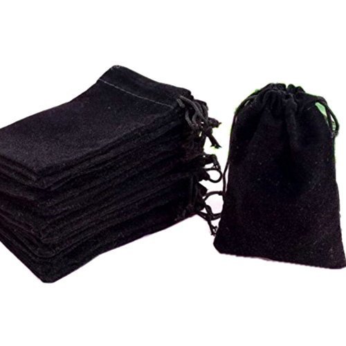 3" X 4" (100) - Black Velvet Cloth Jewelry Pouches / Drawstring Bags (100)