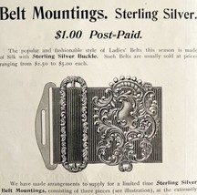 Sterling Silver Belt Mounting 1894 Advertisement Victorian Accessory ADB... - $378.38 MXN