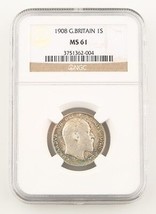 1908 Großbritannien Schilling Silbermünze MS-61 NGC Edward VII England K... - £494.23 GBP