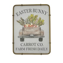 Easter Sign Hangs Metal Bunny Carrot Farm Fresh Daily Framed - £11.68 GBP