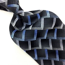 Platinum Design Tie Blue Silver Black Silk Necktie Woven Geometric I21-224 NWT - £15.81 GBP