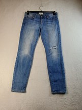 Current/Elliott Skinny Jeans Women Size 28 Blue Denim Rip In Knee Pocket Pull On - £14.13 GBP