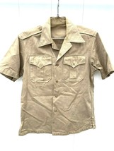 Men&#39;s VTG 50s US MILITARY ARMY Khaki Cotton Twill Uniform Shirt Sz- S 14... - $49.26