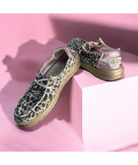 Hey Dude Wendy Leopard Print Girls Y4 Slip On- Pink Gold Metallic Trim- ... - $498.45 MXN