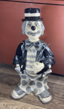 Vintage 1970s Paper Mache Clown Black And White Hobo Clown - $39.99