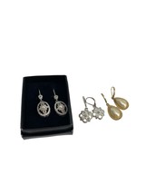 Lot of 3 Dangle Earrings Gold Tone Silver Tone Rhinestones Bling Faux Pearl  - £8.87 GBP