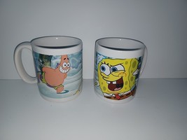 Spongebob Squarepants Snowball Fight Coffee Mug Lot of 2 Patrick Starr Christmas - £10.94 GBP