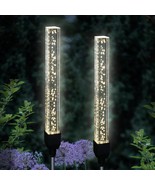Set of 2 Solar LED BUBBLE Garden Stakes Clear White Outdoor Yard Lawn Ar... - $499.20 MXN