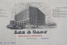 Antique 1910 LEE &amp; CADY Letterhead Wholesale Grocers ~ Detroit, MI - £21.89 GBP