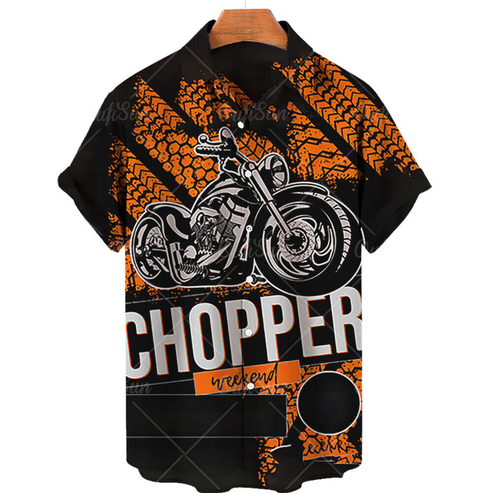 Chopper Harley Davidson black-orange shirt for men - $29.00