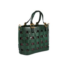 Shoulder Bag Genuine Leather for Ladies Handbag Purse Tote Woven Bag (green) - £134.77 GBP
