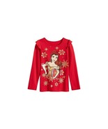 Disney Little Kid Girls Belle Snowflake T-Shirt Size 4 Color Red - £15.86 GBP