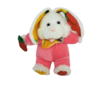 CHOSUN 8" VINTAGE WHITE + PINK BUNNY RABBIT W CARROT STUFFED ANIMAL PLUS... - $19.00