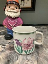 CHINA STONEWARE COFFEE CUP WITH PURPLE FLOWERS - $1.99