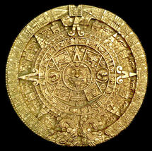 Aztec Maya Calendar sculpture 13" (gold finish) Replica Reproduction - $58.41