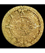 Aztec Maya Calendar sculpture 13" (gold finish) Replica Reproduction - $58.41