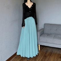 Brown Full Length Chiffon Skirt Outfit Summer Beach Long Chiffon Skirt Plus Size image 9