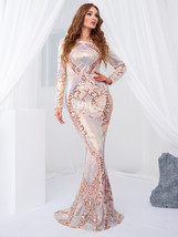 Beautiful Dress Long Evening Dress Elegant Maxi O-Neck Long Sleeve Eveni... - $345.99