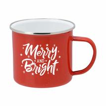 Holiday Coffee Mug - Festive Red Enamel Camping 16 Ounce Coffee Cup For Home and - £12.93 GBP