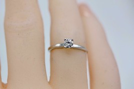 0.26CT RBC GENUINE Diamond Solitaire 14K White Gold Engagement Ring 5.75 (SI2-H) - £412.38 GBP
