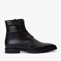 The Zeus Black Leather Lace-Up Men Boot with a Zipper image 9