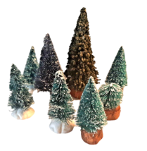 8 Frosted Bottle Brush Pine Trees Christmas Village Forest Accessories - £16.89 GBP