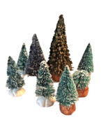 8 Frosted Bottle Brush Pine Trees Christmas Village Forest Accessories - £16.90 GBP