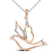 10k Rose Gold Womens Round Diamond Animal Bird Dove Pendant 1/20 Cttw - £109.19 GBP