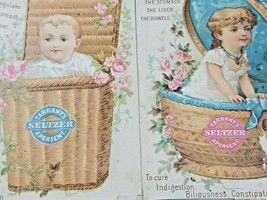 TWO Victorian Trade Cards TARRANT&#39;S SELTZER APERIENT Baby in Basket PAIR - £7.07 GBP