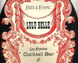 Lulu Belle OVAL Menu Scottsdale Arizona 1950&#39;s Gay Nineties Bar &amp; Restau... - $98.90