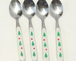 Christmas Tree Handle Teaspoons 6 1/2" Stainless Lot of 4 Xmas - $10.97