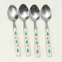 Christmas Tree Handle Teaspoons 6 1/2" Stainless Lot of 4 Xmas - $10.97