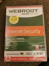 New Webroot Secure Anywhere Internet Security w/ Antivirus Windows 10, 3... - $11.29